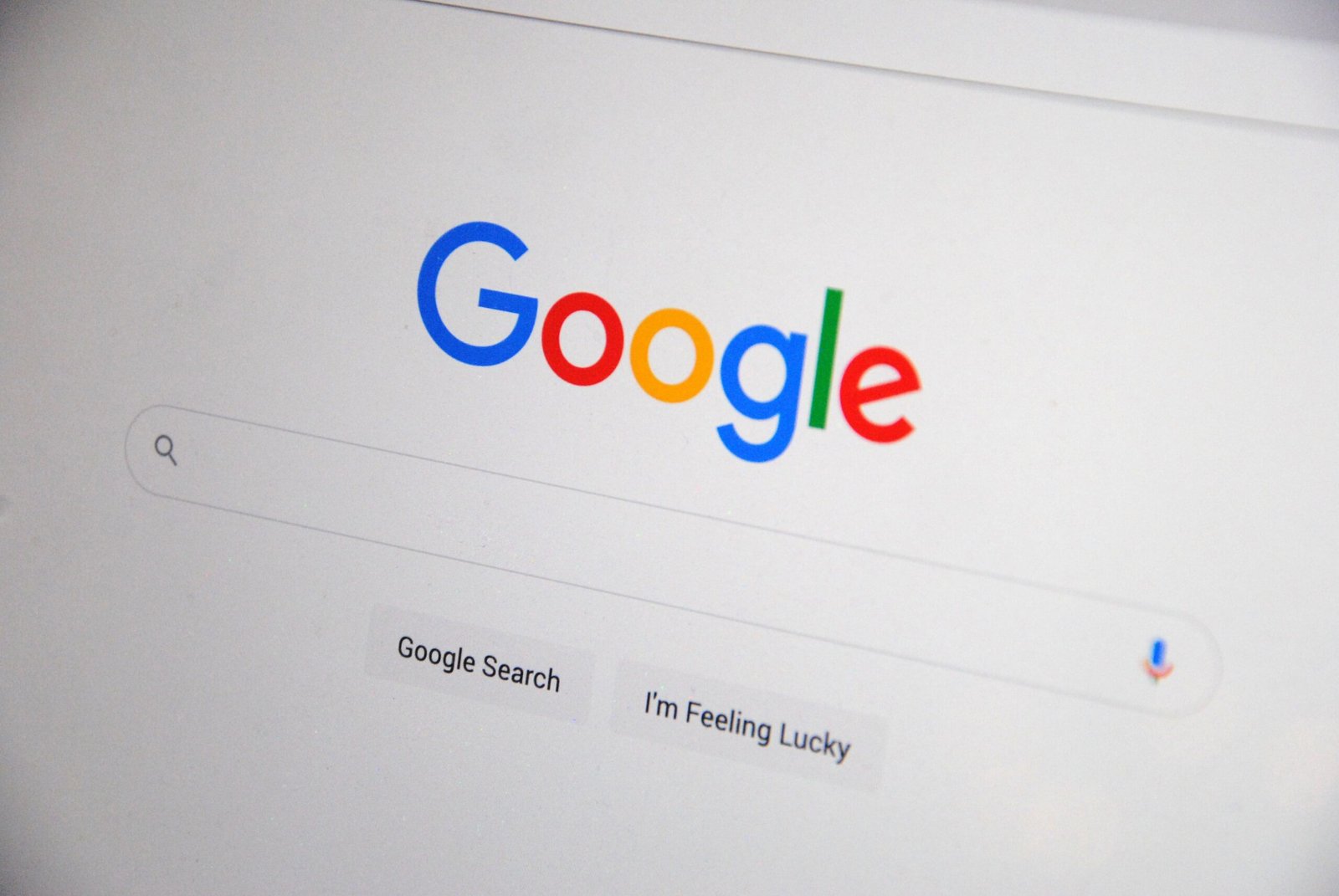 Google search engine displayed on a screen