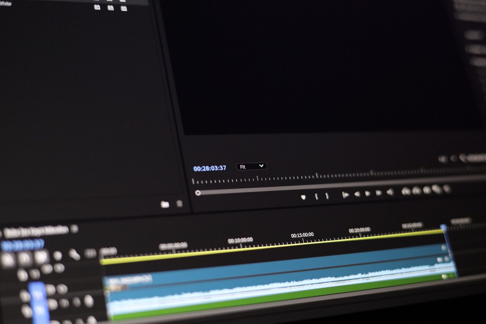 Video editing software interface with timeline