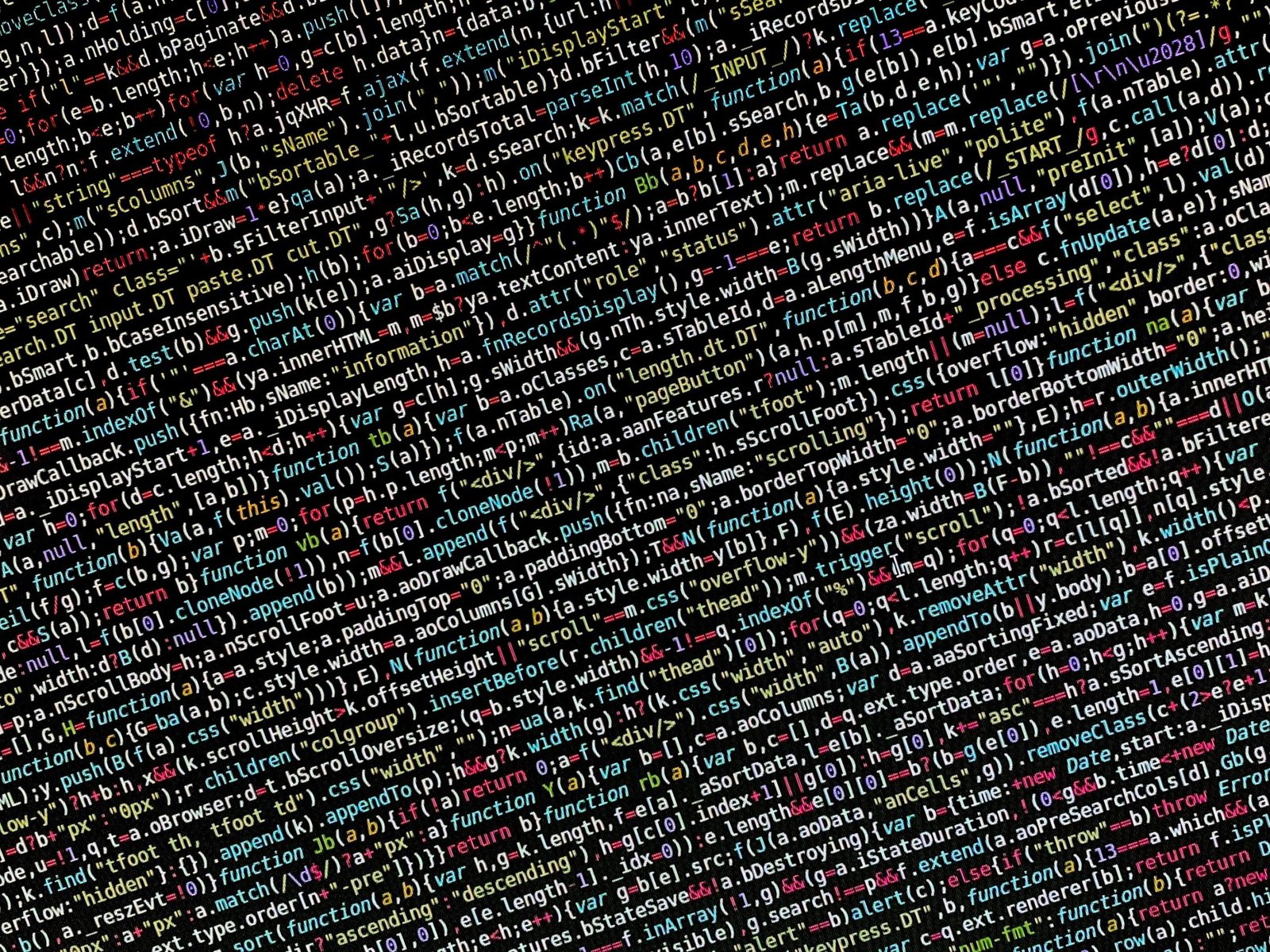 Colorful programming code on screen
